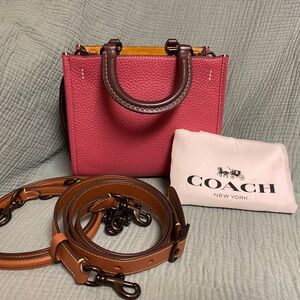 Coach Rogue 20 in Colorblock Regenerative Pebble Leather Pink